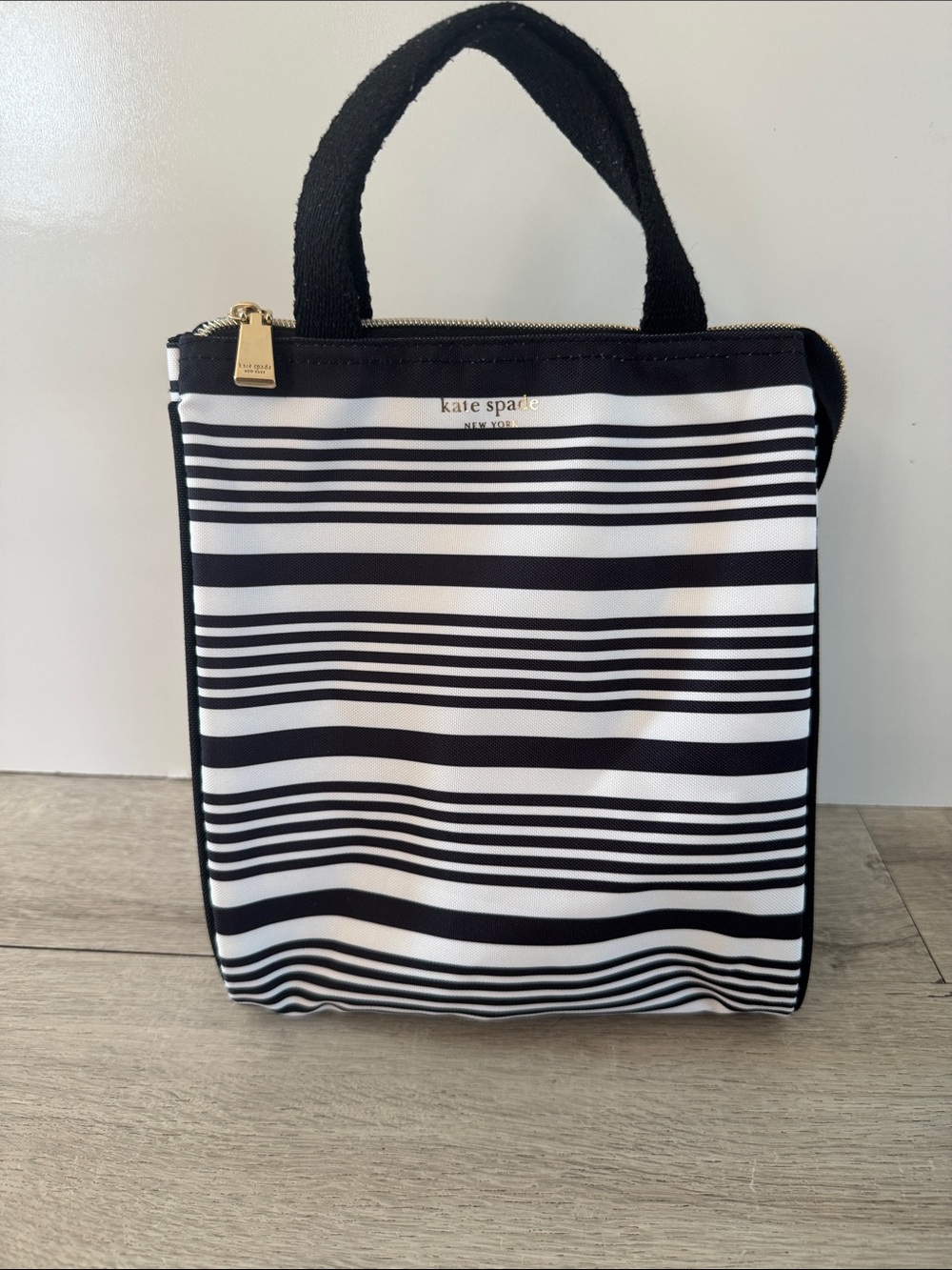Kate Spade New York Insulated Lunch Bag Black & White Stripe